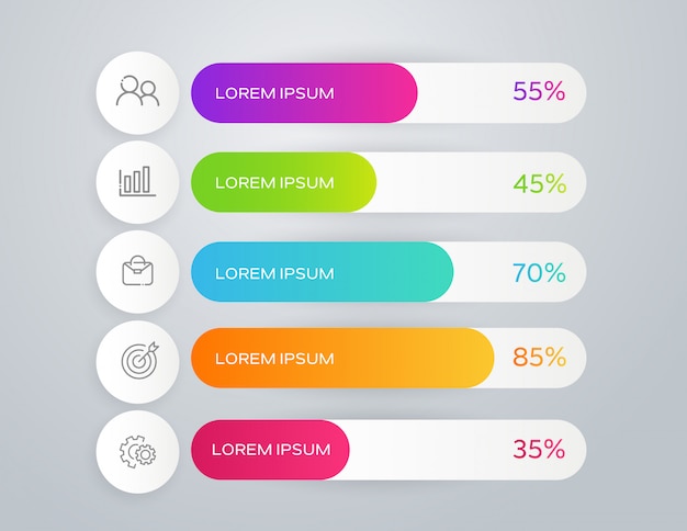 Business template for presentation with 5 options