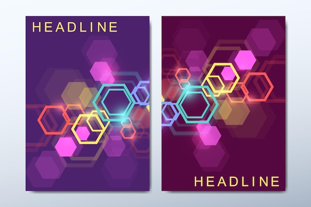 Business templates for brochure cover flyer annual report leaflet The minimalistic composition with hexagonal molecule structure Future geometric template medical science background