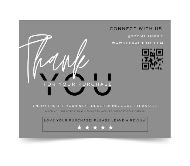 Business thank you for purchase card design vector