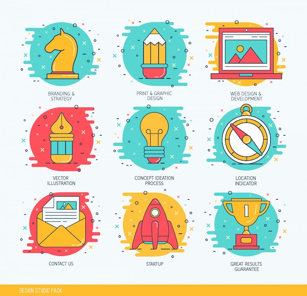 Vector  business thin line icons set 