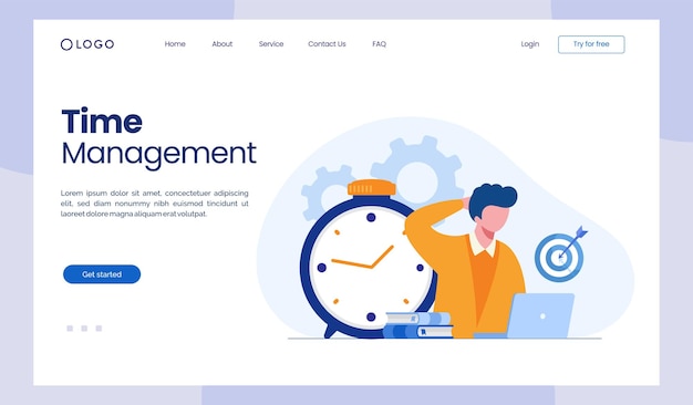 Business time management deadline concept planner start up flat vector illustration banner