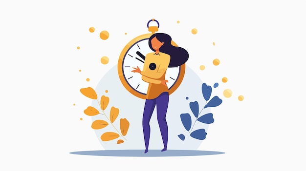 Business Time Management Illustration with Clock in Hands