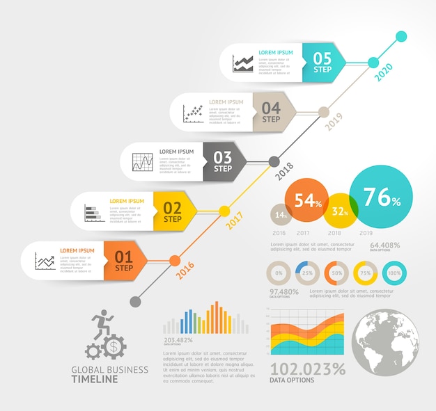 Business timeline elements template.