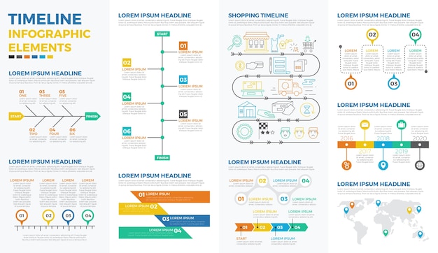 Business timeline infographic elements