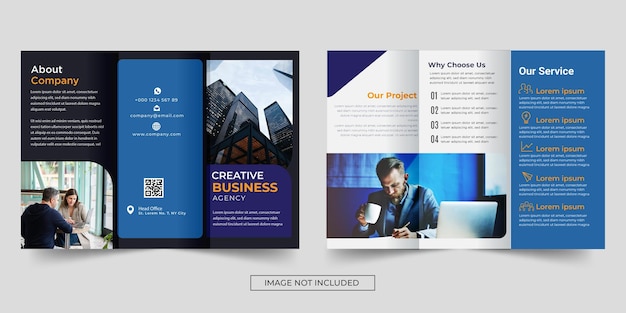 business trifold brochure design template premium vector