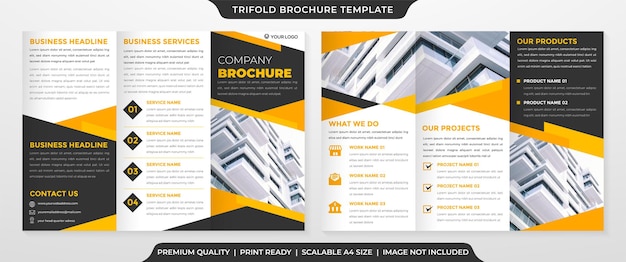 business trifold brochure template design with minimalist layout and modern concept