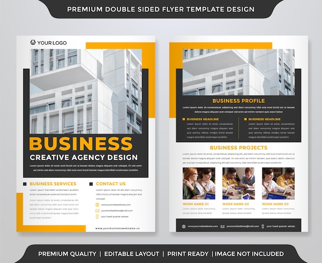 business two sided flyer template design with a4 concept and minimalist layout