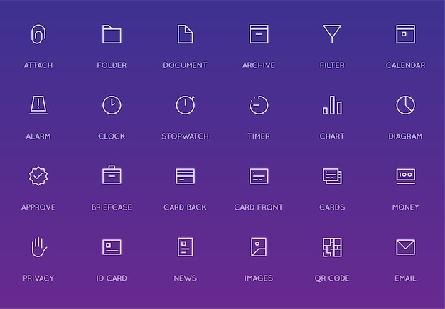 Business User Interface UI Vector Icon Set High Quality Minimal Lined Icons for All Purposes