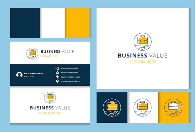 Business value logo design with editable slogan branding