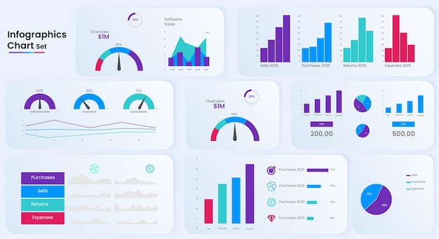 Business vector elements for data visualization infographics and colorful chart design