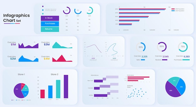 Business vector elements for data visualization infographics and colorful chart design