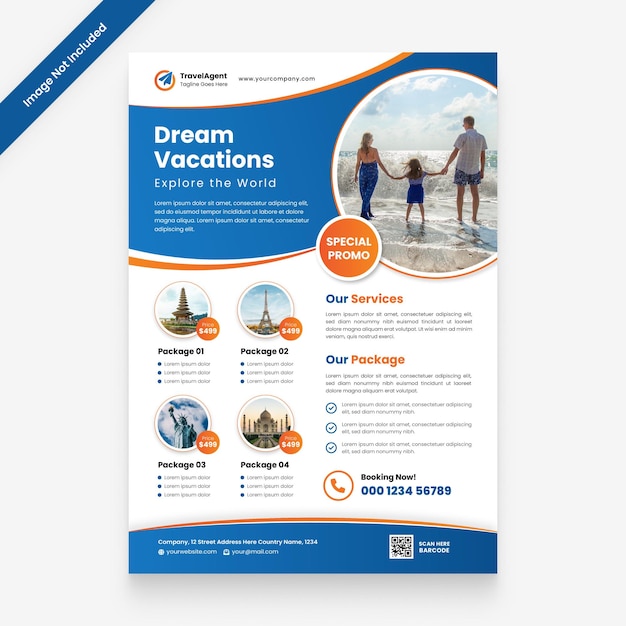 Business vector flyer dream vacations travel template design