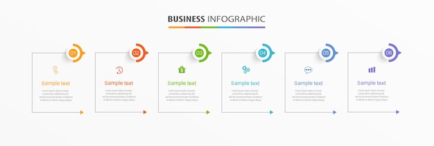 Business vector infographic design template with 6 options or steps