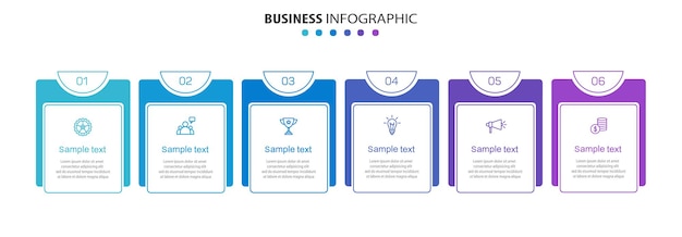 Business vector infographic design template with icons and 6 options or steps