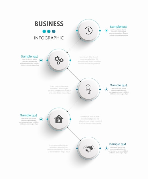 Business vector infographic template with 5 options or steps