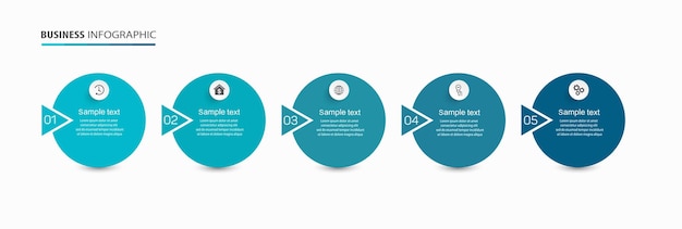 Business vector infographic template with 5 options or steps