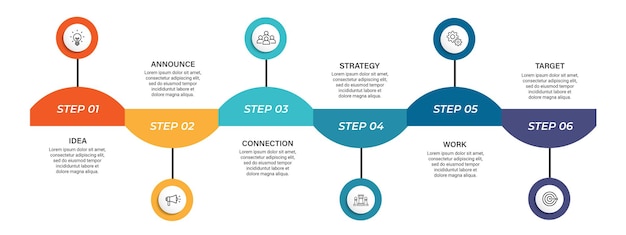 Business visualization infographic design template with options, steps or processes. Can be used for