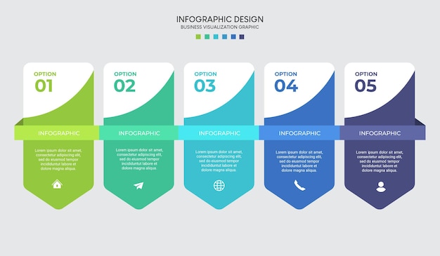 Business visualization infographic design template with options, steps or processes. Can be used for