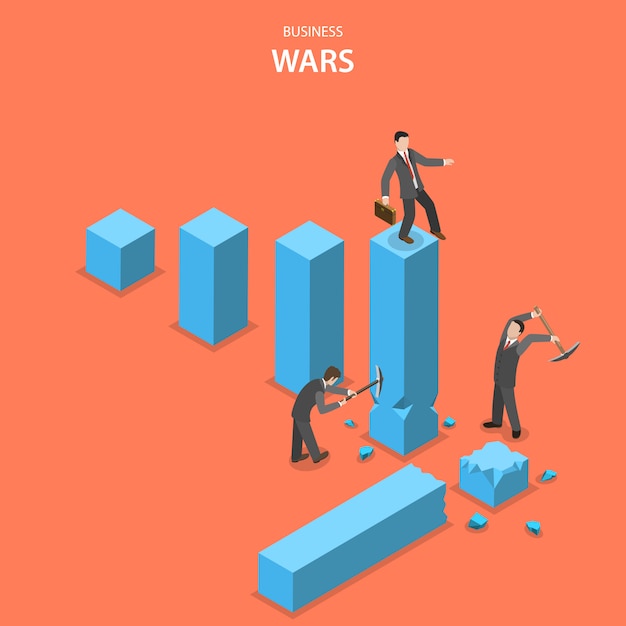 Business wars isometric flat vector concept. 