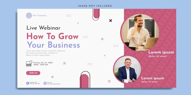 Business webinar horizontal banner template design Very suitable for online class programs marketing