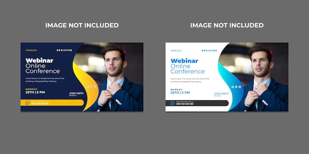 Business webinar invitation and online conference banner social media post design template