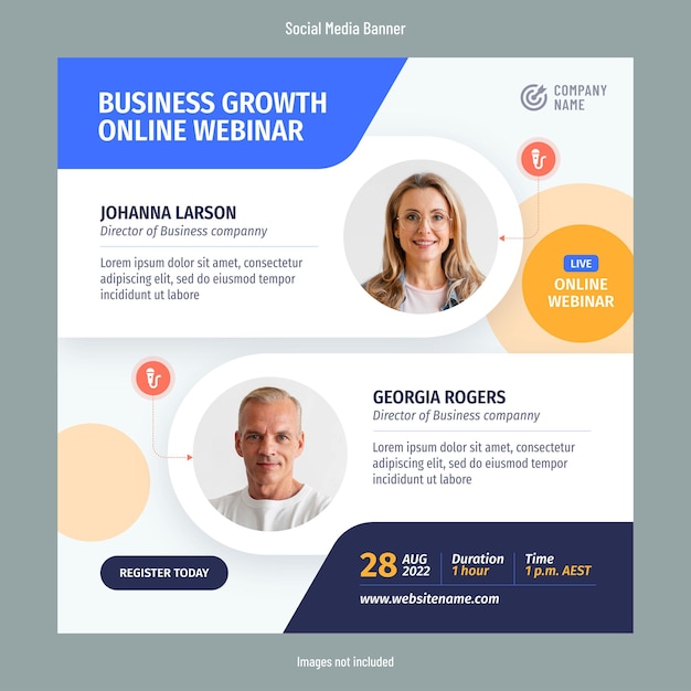 Business webinar or online event social media post template design