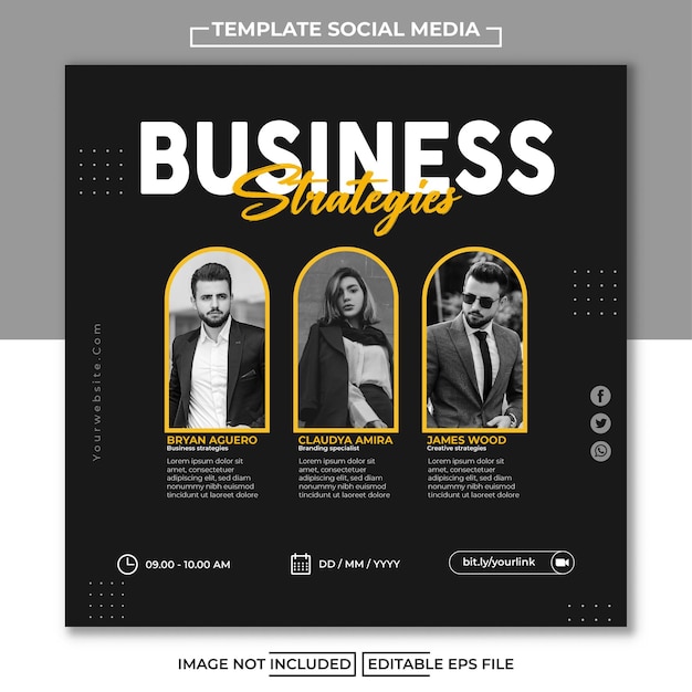 business webinar with elegant dark background social media post template