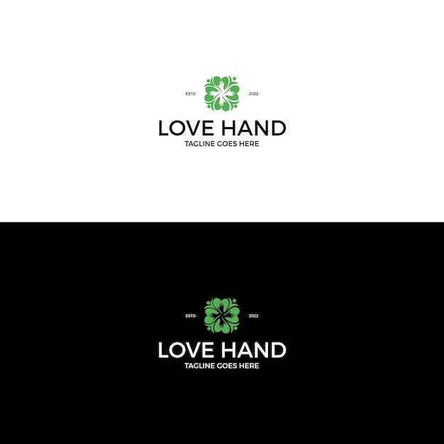 Business with hand and love logo design