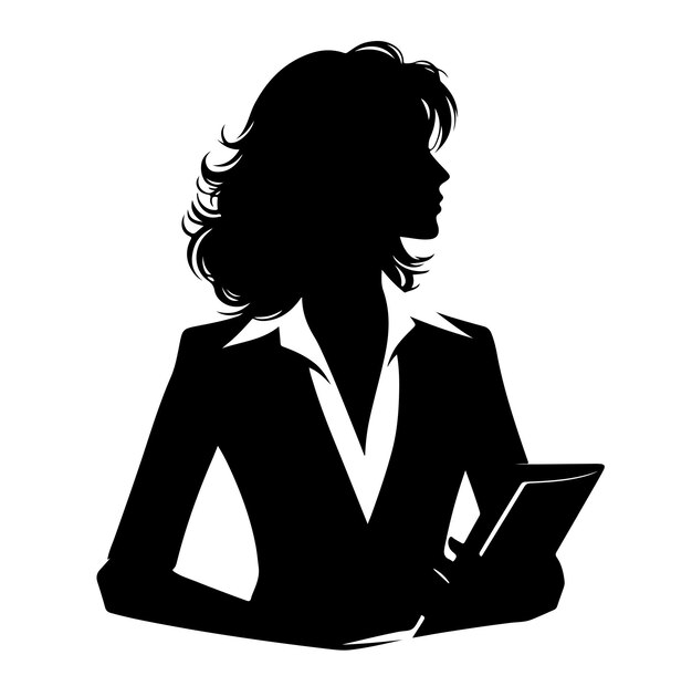 Vector business woman black silhouette vector illustration