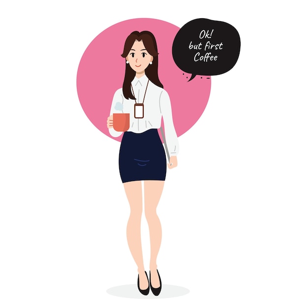 Business woman coffee first illustration