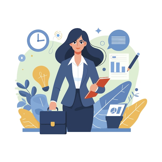 Business Woman concept flat vector illustration on a white background