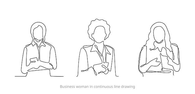 Business Woman Employee Girl Work Concept Continuous Line Drawing Illustration