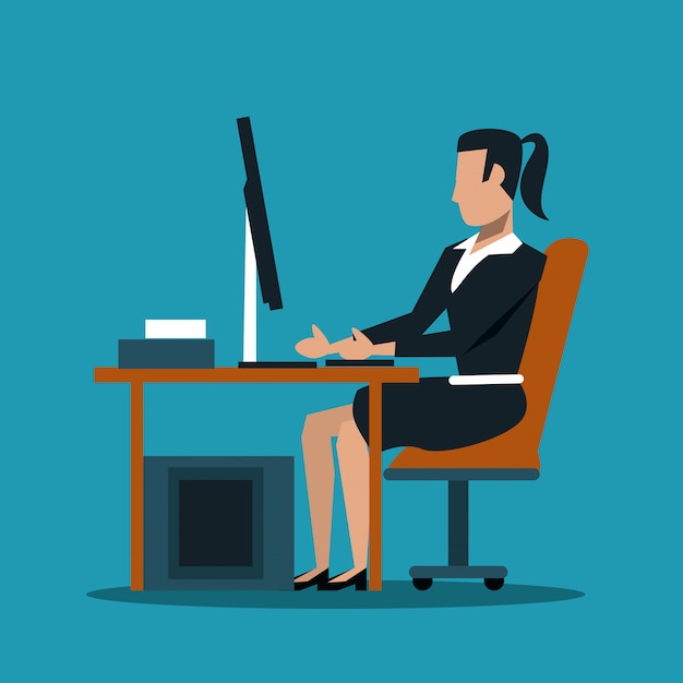 Business woman at office using computer