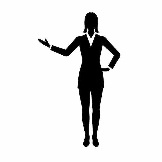 Vector a business woman welcome expression vector silhouette isolated white background 23