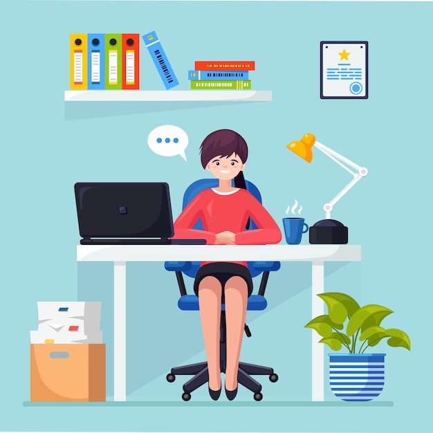 Business woman working at desk