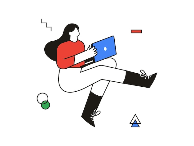 Business woman working on laptop Illustration