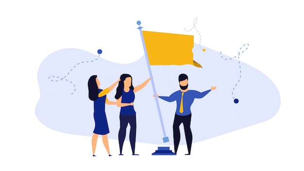 Business work target with flag person illustration concept.