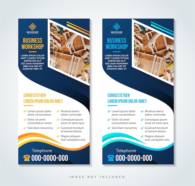 business workshop Banner design Graphic template roll up stand background vertical layout