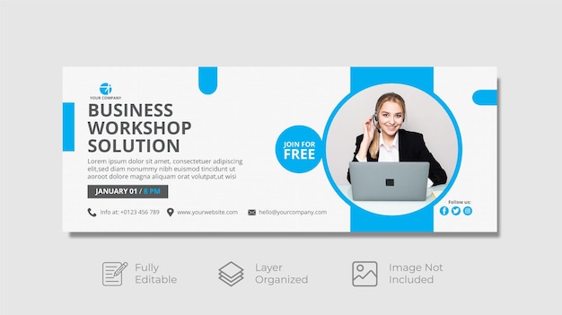 Business workshop banner facebook cover template