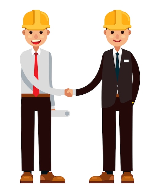 businessman and architech partners handshake