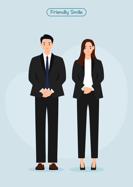 Vector businessman and businesswoman standing together vector illustration in flat style