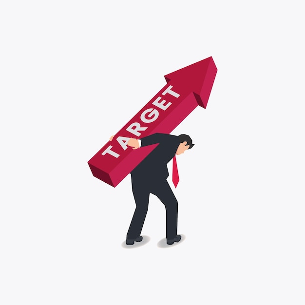 Businessman carrying target arrow illustration Work target load concept