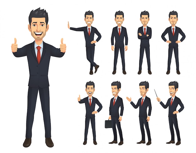 Businessman Cartoon Character Set