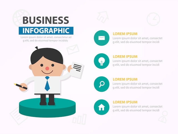 Businessman cartoon infographic presentation template