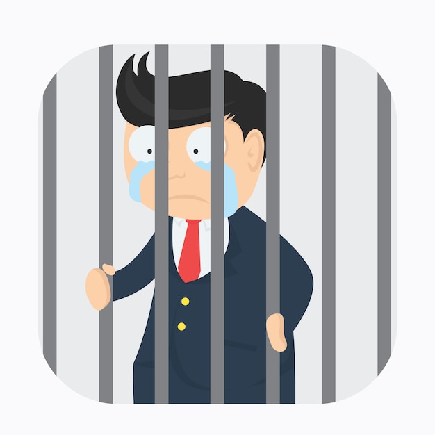 businessman character in the jail cartoon vector design 