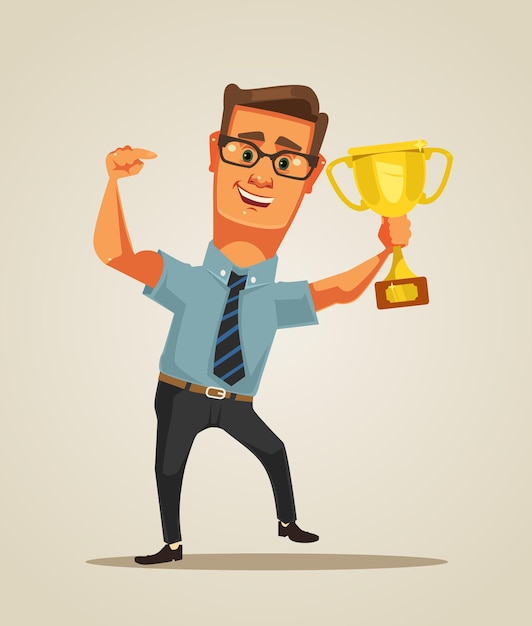 Businessman character winner.  flat cartoon illustration