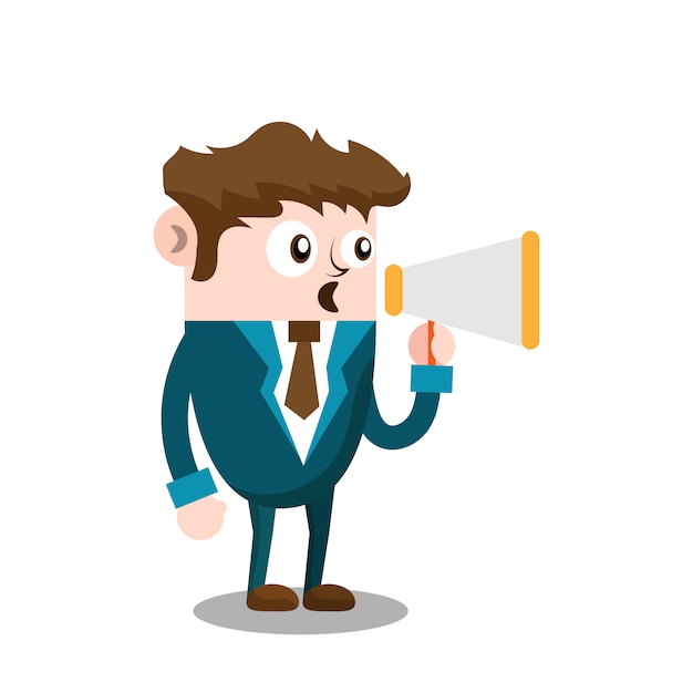 Businessman character with a megaphone