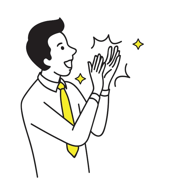 Businessman clapping hand celebrating