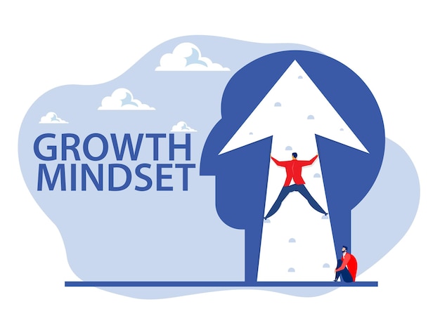 Vector businessman climbing on arrow growth mindset concept vector illustrator