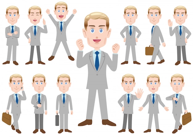 Businessman in different poses 